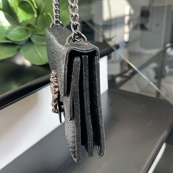 New python embossed vegan leather shoulder handbag purse gun metal designer-like - Picture 4 of 11